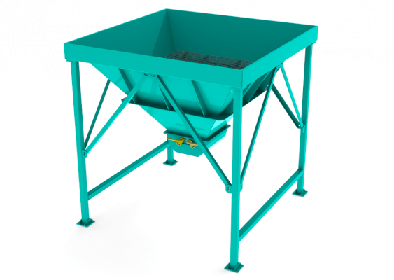 ah meyer Aufgabetrichter für Schüttgut blaugrün web