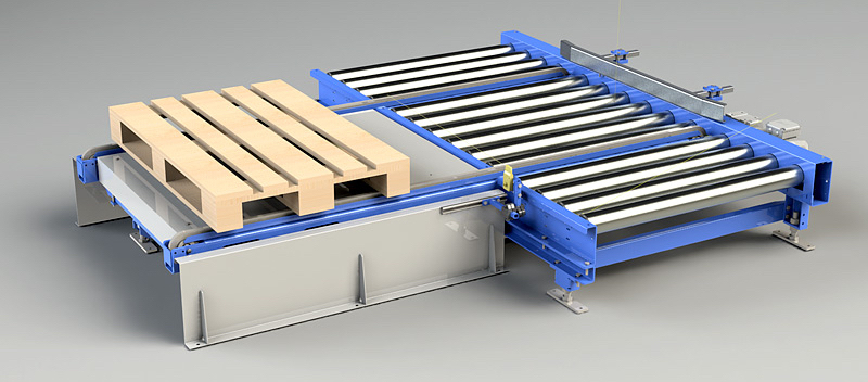 Eckumsetzer (Kettenausschleuser) für Paletten